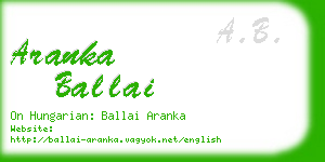 aranka ballai business card